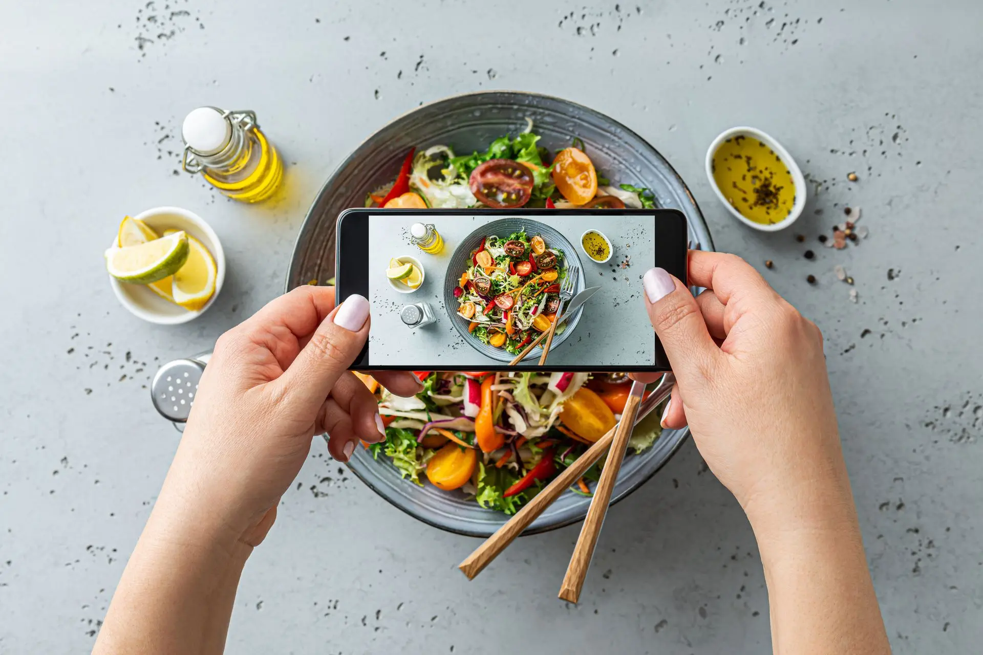 Taking photos of food for social media
